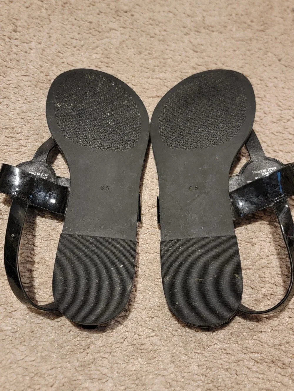 Tory Burch Claire Black Patent Leather Slingback Sandals Size 8.5